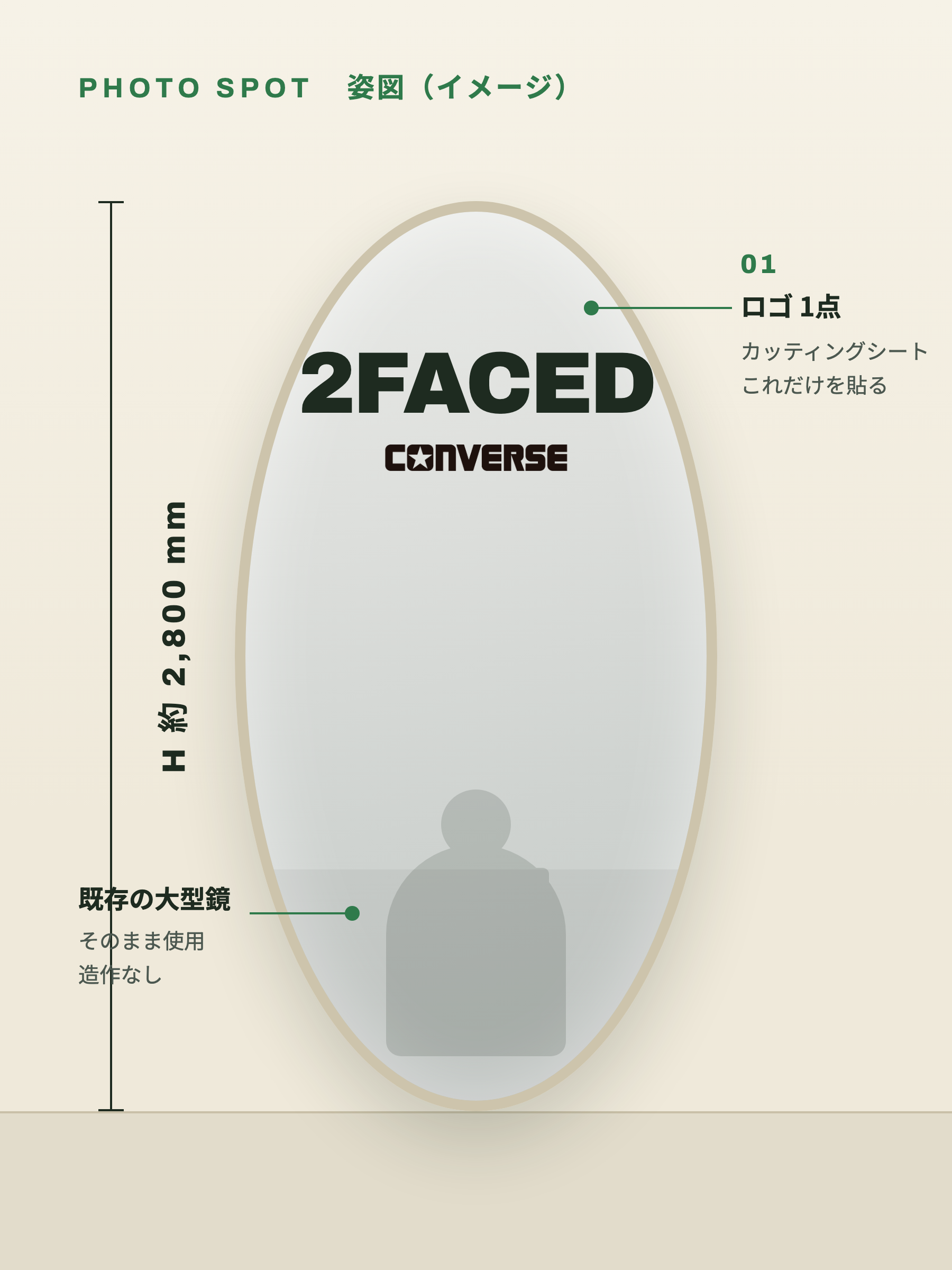 フォトスポット 姿図（大型鏡にロゴ1点）