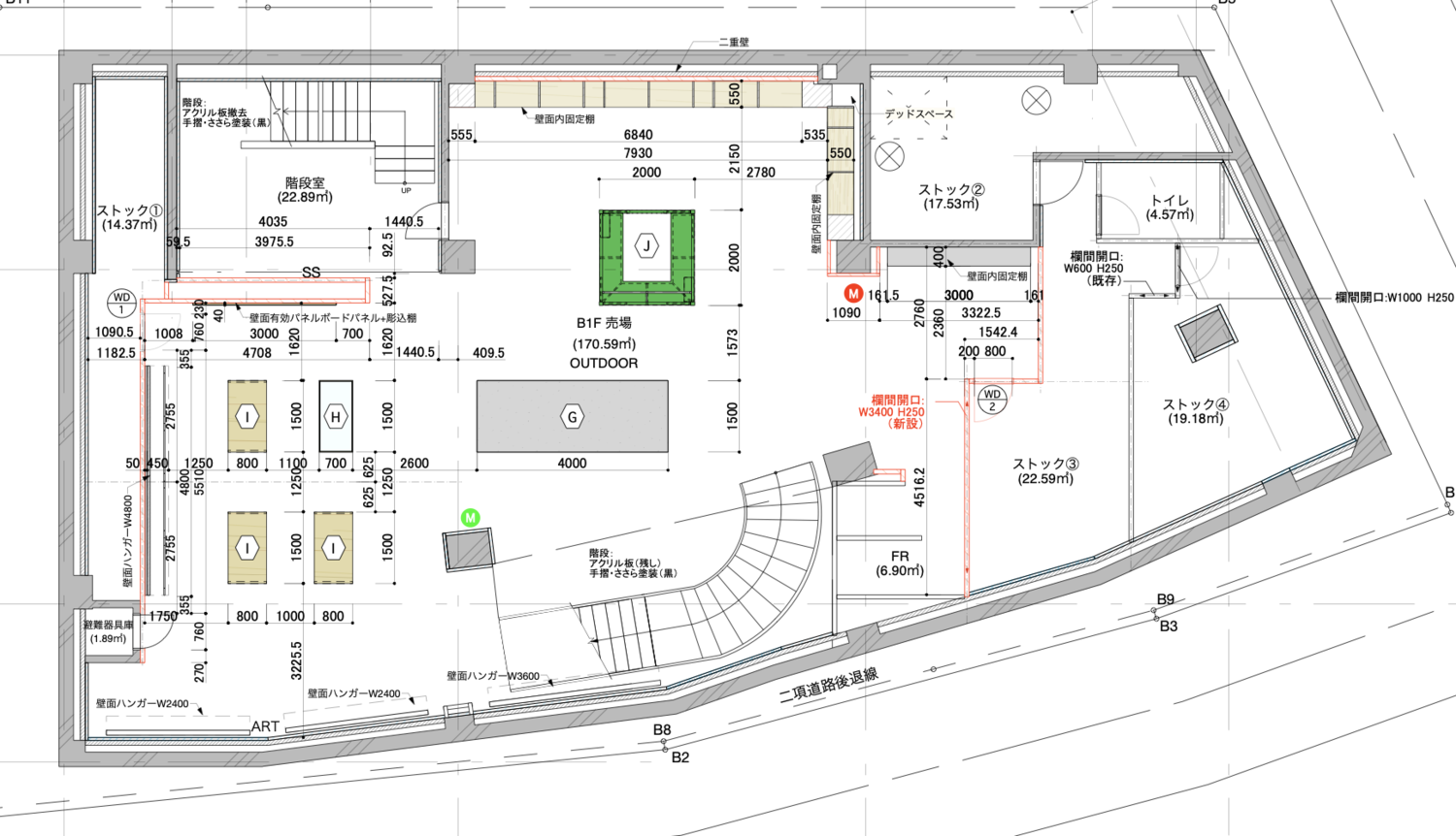 Kinetics 原宿店 B1F 平面図